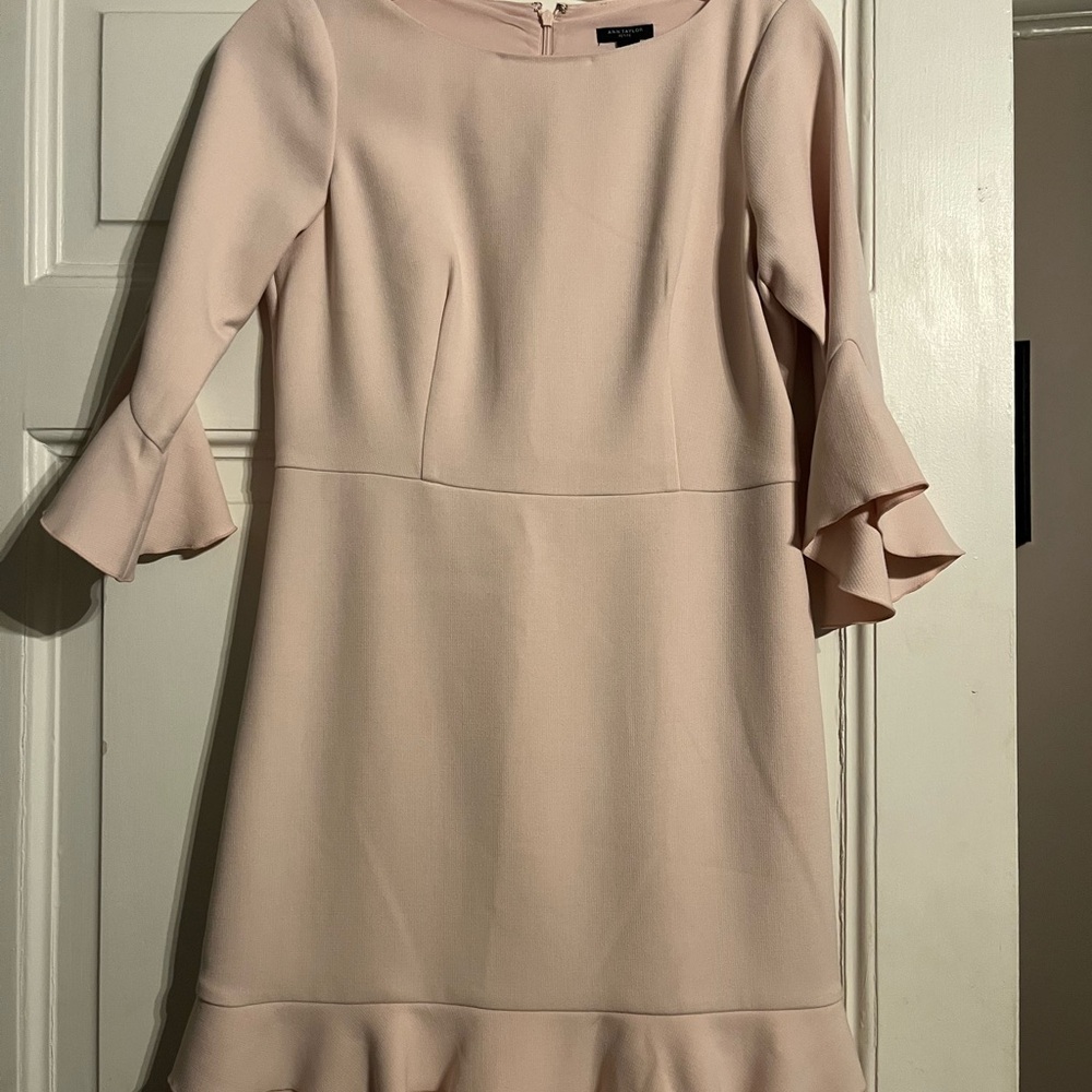 Ann Taylor Light Blush Bell-Sleeve Midi Dress